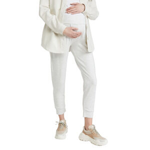 HATCH The Indoor/Outdoor Under the Bump Maternity‎ Jogger Oat Melange Gray Small